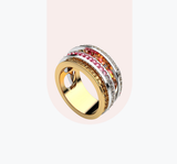 Rainbow Rectangle Gold Ring